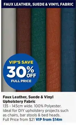 Spotlight Faux Leather, Suede & Vinyl Upholstery Fabric offer