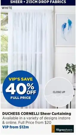Spotlight Duchess Cornelli Sheer Curtaining offer