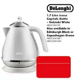 The Good Guys DeLonghi 1.7 Litre Icona Capitals Kettle - Helsinki White offer