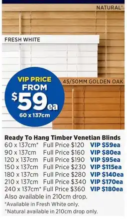 Spotlight Ready To Hang Timber Venetian Blinds offer