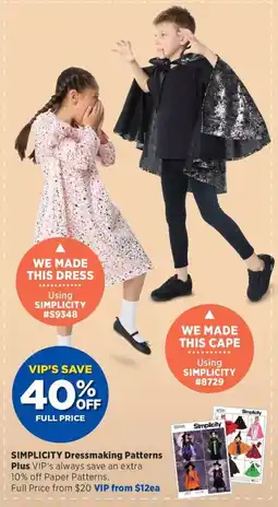Spotlight Simplicity Dressmaking Patterns offer