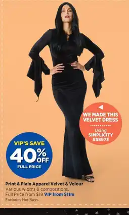Spotlight Print & Plain Apparel Velvet & Velour offer
