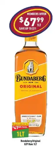 Liquor Legends Bundaberg Original U/P Rum offer