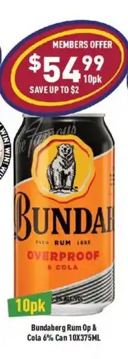 Liquor Legends Bundaberg Rum Op & Cola offer