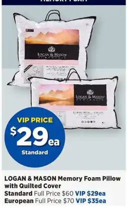 Spotlight Logan & Mason Memory Foam Pillow with Quilted Cover offer