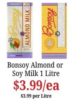 Farmer Jack's Bonsoy Almond or Soy Milk offer
