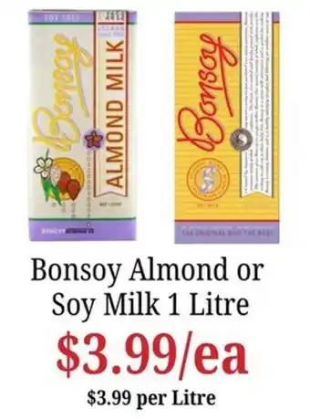 Farmer Jack's Bonsoy Almond or Soy Milk offer