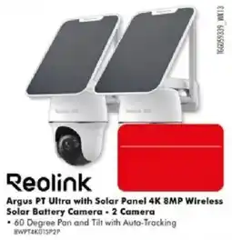 The Good Guys Reolink Argus PT Ultra with Solar Panel 4K 8MP Wireless Solar Battery Camera - 2 Camera offer