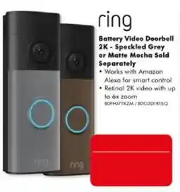 The Good Guys Ring Battery Video Doorbell 2K - Speckled Grey or Matte Mocha offer