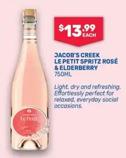 Bottlemart Jacob's Creek Le Petit Spritz Rosé & Elderberry offer