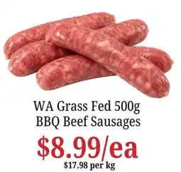 Farmer Jack's WA Grass Fed BBQ Beef Sausages offer