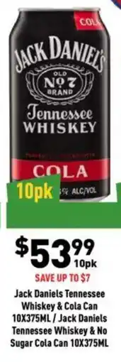 Liquor Legends Jack Daniels Tennessee Whiskey & Cola Can offer