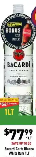 Liquor Legends Bacardi Carta Blanca White Rum offer