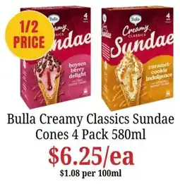 Farmer Jack's Bulla Creamy Classics Sundae Cones offer