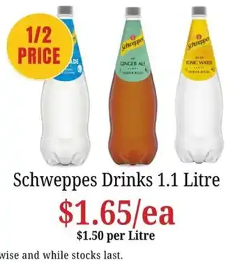 Farmer Jack's Schweppes Drinks offer
