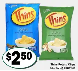 Friendly Grocer Thins Potato Chips Varieties offer