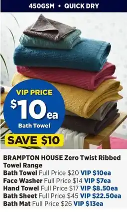 Spotlight Brampton House Zero Twist Ribbed Towel Range offer