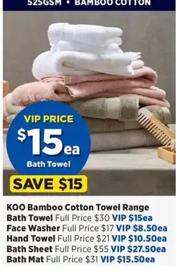Spotlight KOO Bamboo Cotton Towel Range offer