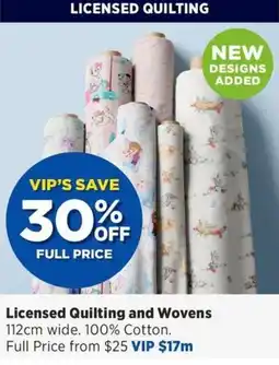 Spotlight Licensed Quilting and Wovens offer