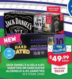 Bottlemart Jack Daniel's & Cola 4.8% Varieties or Hard Rated Alcoholic 4.5% offer