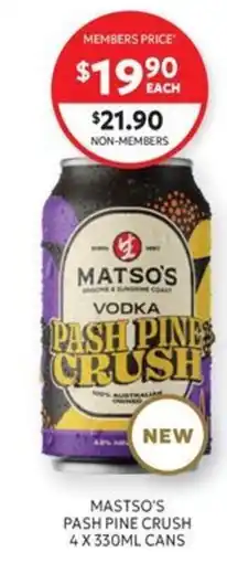 Harry Brown Matso's Pash Pine Crush Vodka offer