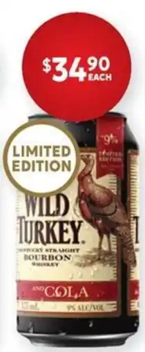 Harry Brown Wild Turkey Kentucky Straight Bourbon Whiskey and Cola offer