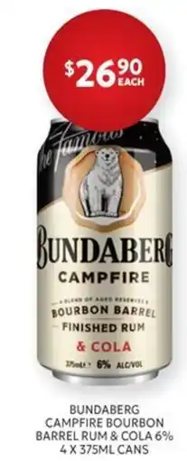 Harry Brown Bundaberg Campfire Bourbon Barrel Rum & Cola offer