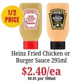 Farmer Jack's Heinz Fried Chicken or Burger Sauce offer