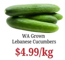 Farmer Jack's WA Grown Lebanese Cucumbers offer