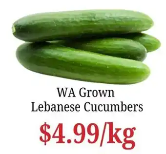 Farmer Jack's WA Grown Lebanese Cucumbers offer