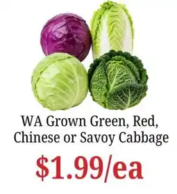 Farmer Jack's WA Grown Green, Red, Chinese or Savoy Cabbage offer