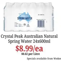 Farmer Jack's Crystal Peak Australian Natural Spring Water offer