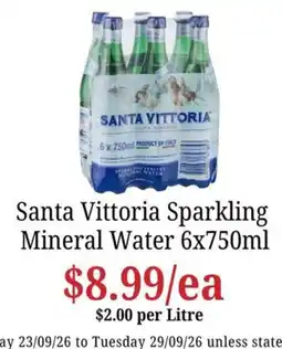 Farmer Jack's Santa Vittoria Sparkling Mineral Water offer