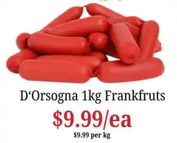 Farmer Jack's D'Orsogna Frankfruts offer