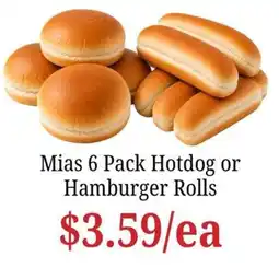 Farmer Jack's Mias 6 Pack Hotdog or Hamburger Rolls offer