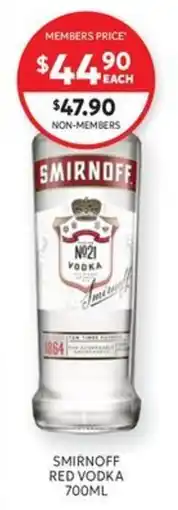 Harry Brown Smirnoff Red Vodka offer