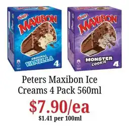 Farmer Jack's Peters Maxibon Ice Creams offer