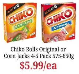Farmer Jack's Chiko Rolls Original or Corn Jacks offer