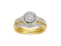 Bevilles Jewellery Halo Three Ring Set with 3/5ct of Diamonds in 9ct Yellow Gold offer