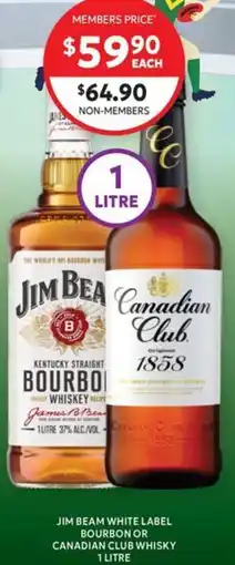 Harry Brown Jim Beam White Label Bourbon or Canadian Club Whisky offer