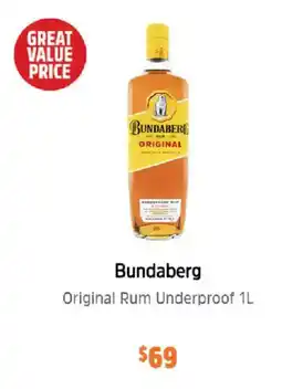 BWS Bundaberg Original Rum Underproof offer