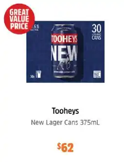 BWS Tooheys New Lager Cans offer