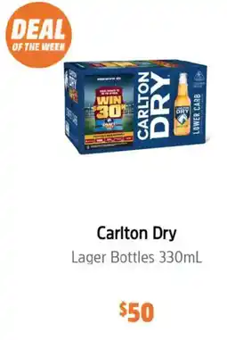 BWS Carlton Dry Lager Bottles offer
