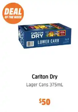 BWS Carlton Dry Lager Cans offer