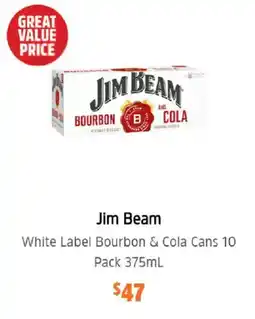 BWS Jim Beam White Label Bourbon & Cola Cans offer