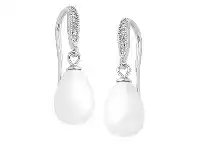Bevilles Jewellery Sterling Silver Shell Pearl Cubic Zirconia Drop Earrings - EARRINGS offer