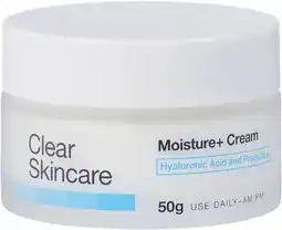 Priceline Clear Skincare Moisture+ Cream with Hyaluronic Acid and Prebiotics offer