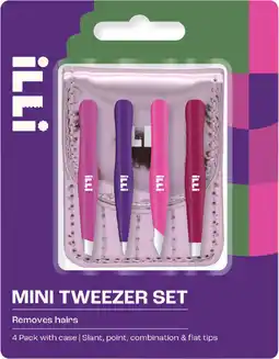 Priceline NEW iLLi Mini Tweezer Set with Case 4 Piece Set offer