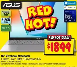 JB Hi-Fi Asus 16" Vivobook Notebook offer