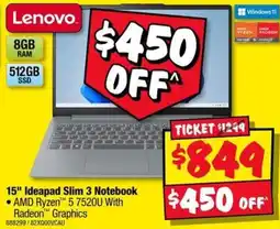 JB Hi-Fi Lenovo 15" Ideapad Slim 3 Notebook offer